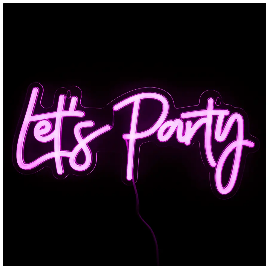 Неоновая вывеска "Let's party"