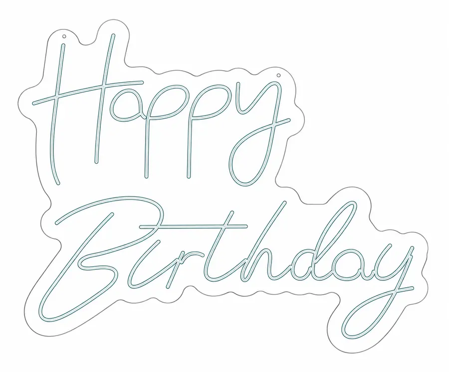 Неоновая надпись Happy Birthday холодный белый 