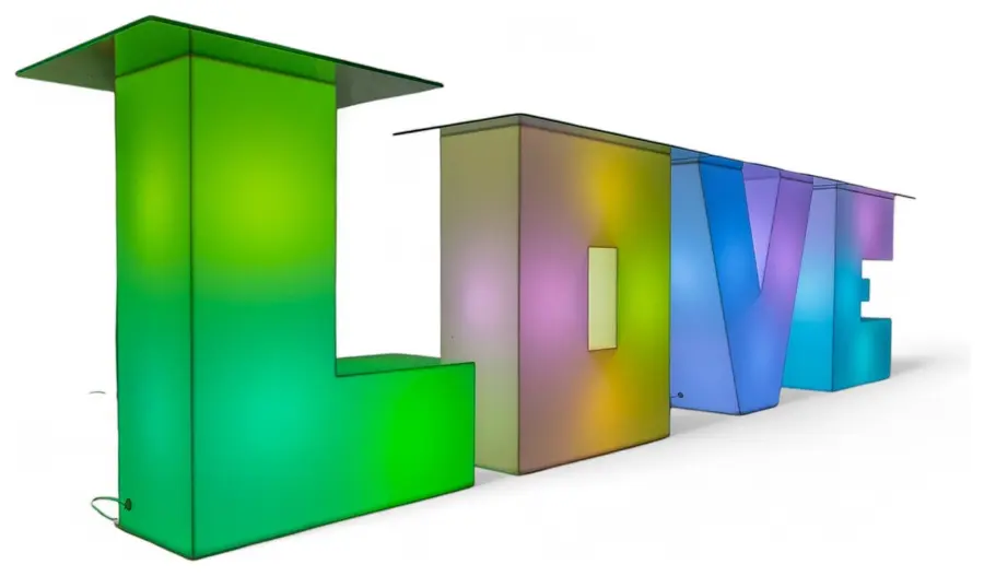 Светящиеся LED RGB буквы LOVE 92 см / Фуршетная линия
