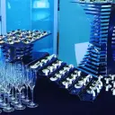 Уровень для фуршетной линии ЛЕСТНИЦА 7 ступеней черный стекло