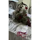 Салфетка канвас белоснежная с красным кантом