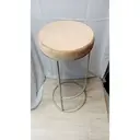 Барный стул серебро, бежевый бархат
