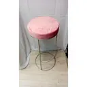 Барный стул серебро, пепельно-розовый бархат